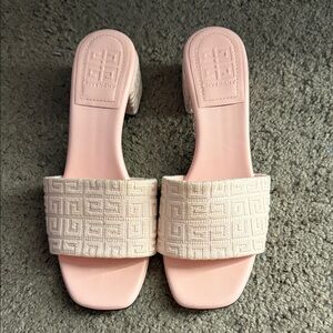 Givenchy Light Pink Embroidered Wide-Strap Slide Mules